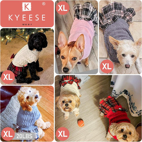 KYEESE Dog Sweater, Warm Pullover Pet Coats with Bowtie for Small Dogs in Cold Weather (Thick Knitwear)