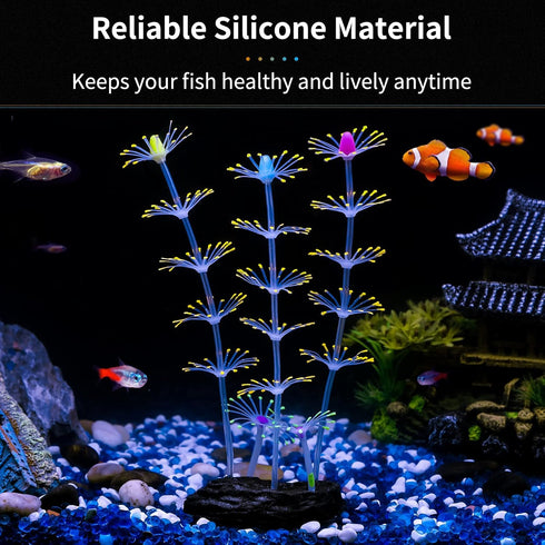 Uniclife Strip Coral Plant Ornament Glowing Effect Silicone Artificial Decoration for Fish Tank, Aquarium Landscape - Orange by Uniclife