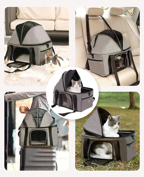 15 lbs, BurgeonNest Top-Expandable Large Cat Carrier, Soft Sided Cat Bag Carrier for Medium Large Pet Up to Upgraded