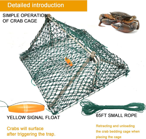 Dddzerong (2 Sets) Foldable Crab Trap & Collapsible Cage Portable, Durable Fishing Gear for Dungeness, Rock, and Blue