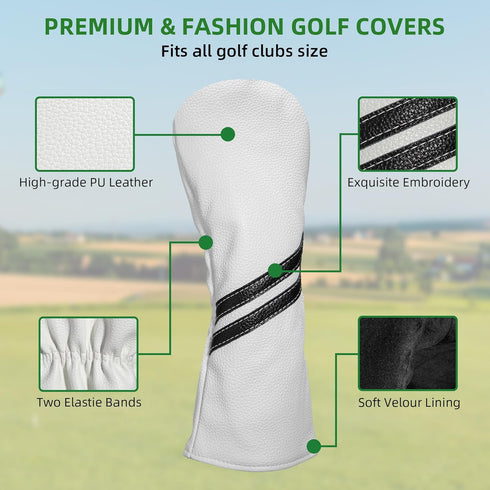 Golf Club Head Covers Set, 4pcs or 1pc Golf Accessories for Woods and Driver Fairway Hybrids