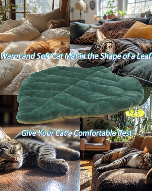 26"x20" Cat Mat Self Warming Cat Bed Leaf Shaped Cotton Soft Warm Pet Pad Blanket for Indoor Bed Couch Sofa Floors Cat