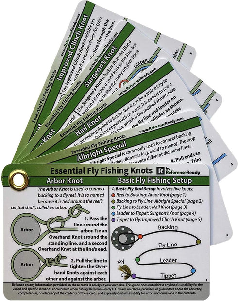 Fly Fishing Knot Cards - Waterproof Guide to 14 Essential Knots, Includes Mini Carabiner