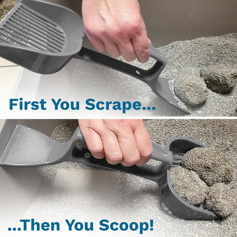 SCRAPE 'N' SCOOP Cat Litter Clump Remover - 2 in 1 Litter Box Scooper & Scraper for Pet Accessories