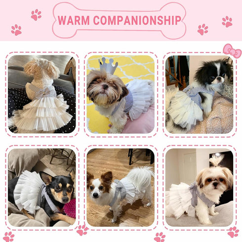 Fashion Pet Dog Dresses, Striped Mesh Puppy Clothes (Blue, X-Small)