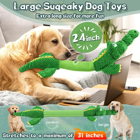 Dog Toys for Large Dogs, Squeaky Plush Chew Toys, Tough Tug of War Toys, Interactive Puppy Toys for All Breeds