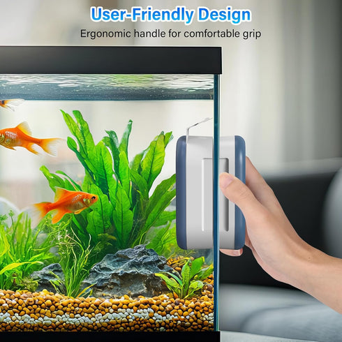 2 0.2-0.7 Inch fishkeeper Magnetic Aquarium Glass Cleaner, Fish Tank Algae Scraper Cleaner Tools with Detachable Blades