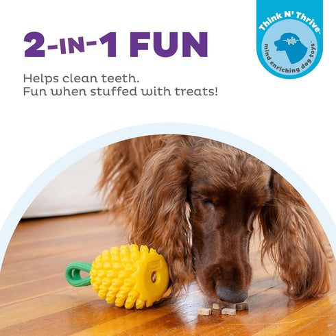 Outward Hound Dental Pineapple Chew Toy, Interactive Treat Stuffer, Durable Stuffable Dog Toy, Yellow