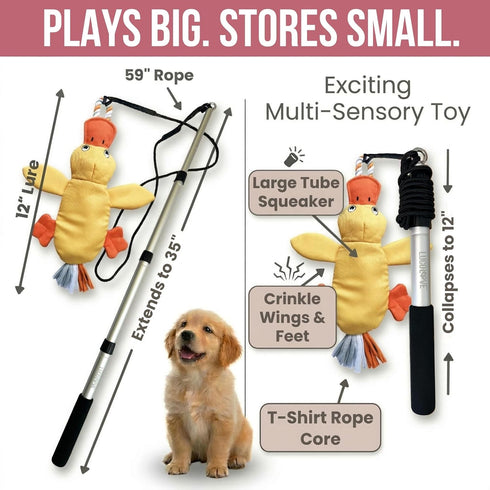 35" Flirt Pole for Dogs Heavy Duty - Multi-Sensory Tough Chase Toy for Medium & Large Breeds Extra Strong Dog Teaser