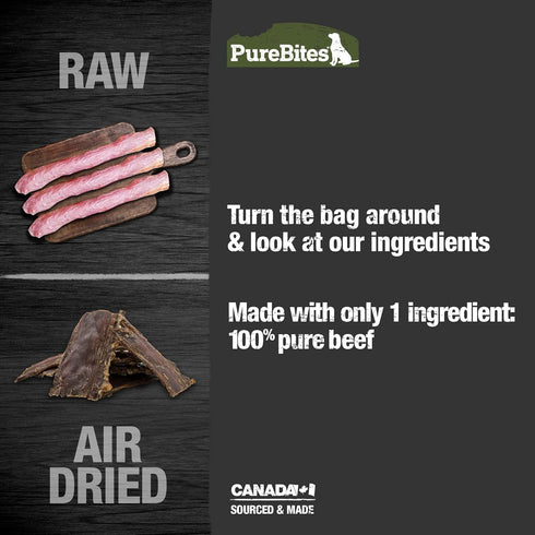 PureBites Beef Jerky Dog Treats, 1 Ingredient, Made in Canada, 7.5oz
