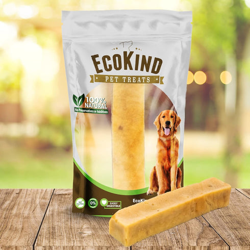 Premium Gold Peanut Butter Flavored Yak Chews by EcoKind Pet Treats | All Natural Himalayan Yak Cheese Dog Chew