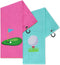Set of 2 Vansolinne Golf Gifts for Women Microfiber Waffle Pattern Golf Towels with Clips - Pink Blue
