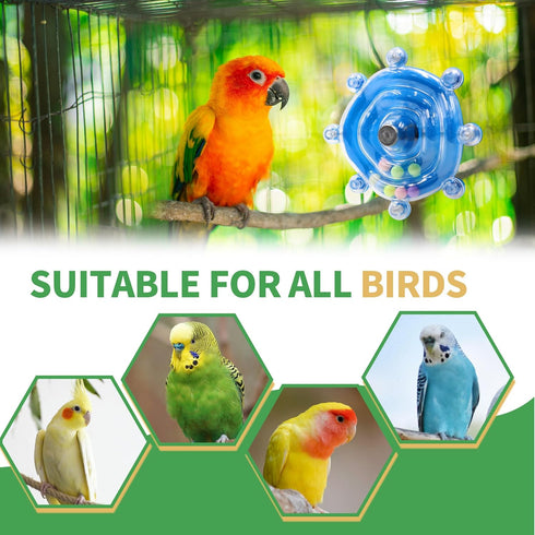 Bird Toys for Parakeets, Interactive Spinner Rattle Budgie Toys, Rotating Wheel Chew Parrot Toys for Medium Birds Small