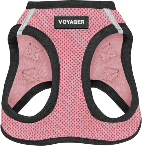 Voyager Step-In Air Dog Harness - All Weather Mesh, Reflective, No Pull for Small, Medium Dogs, Cats - Pink/Black Trim,