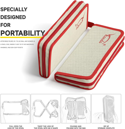 12-Inch (1.3Lbs), 180LB Folding Stool Camping Stool, Portable Folding Stool with Carrying Bag, Portable Chair Outdoor