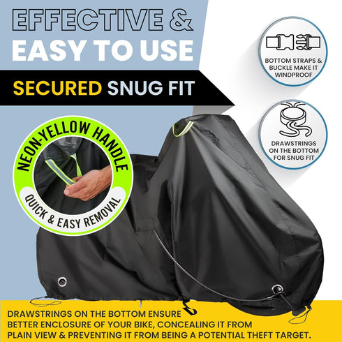 Waterproof Bicycle Cover for Outdoor Storage, Fits 1 or 2 Bikes, Heavy Duty Ripstop Fabric