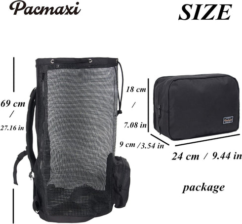 PACMAXI Oversized Mesh Scuba Diving Bag, Backpack for Snorkeling Gear & Equipment