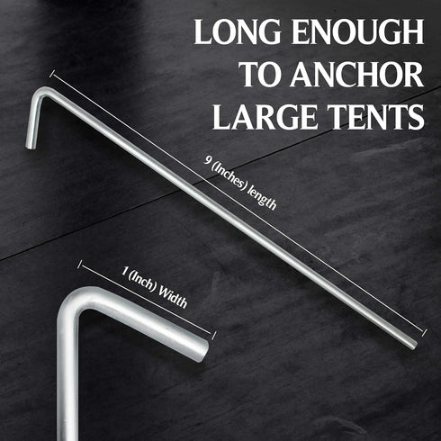 Tent Stakes for Outdoor Camping - Heavy Duty Metal, Galvanized Rust-Free Yard Stakes, 10 Garden Edging Fence Hooks
