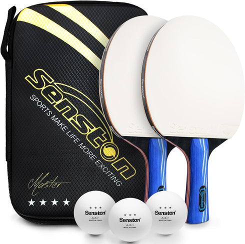 Senston Ping Pong Paddles, Premium Table Tennis Racket Set of 2 with 3 Balls for Indoor/Outdoor Play