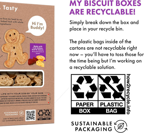 16 oz. Buddy Biscuits Box of Crunchy Dog Treats Made with Assorted Flavors of Roasted Chicken, Grilled Beef, and Sharp