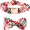 Dog Collar, Christmas Plaid Pet Collar Bow, Holiday Adjustable Collar for Medium Dogs