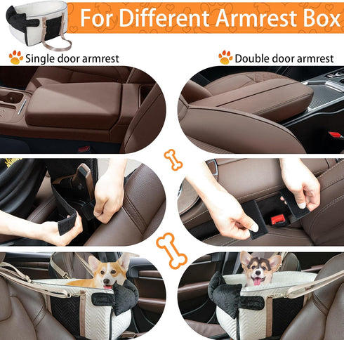 15 Lb Dog Car Seat for Small Dogs Adjustable Portable Center Console Dog Car Seat Removable Cat Booster Cars Seats