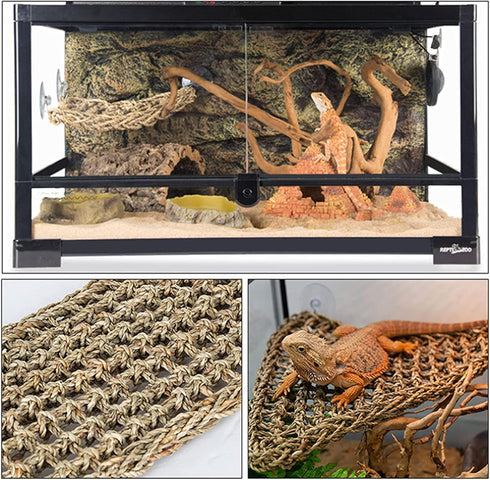 Tfwadmx 3 Pack Bearded Dragon Hammock - Natural Seagrass Fibers for Lizards, Geckos, Anoles, Iguanas, Hermit Crabs