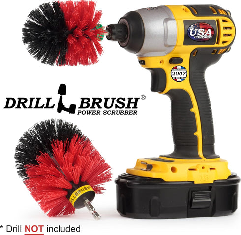 Outdoor Cleaning Supplies - Stiff Bristle Drill Powered Brush Attachments for Garden
