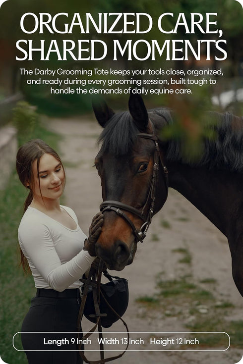 7" 8.5" 12" Equinavia Darby Small Collapsible Grooming Tote Bag for Horses, Dogs, Cats | Organizer with Shoulder Strap