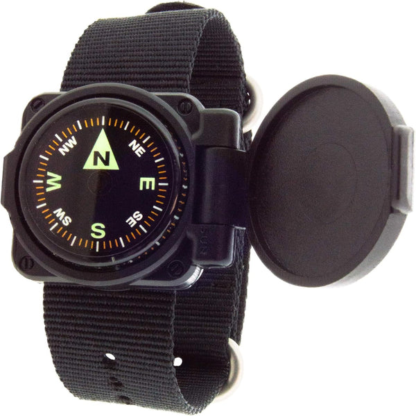 Sun Company ArmArmour Shielded Wrist Compass with Rugged Tactical Strap, Compass with Cover and Zulu Strap