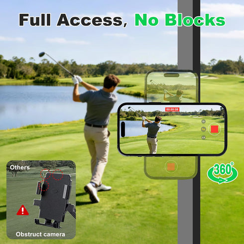 HGJMMX N52 360 12-17 Golf Cart Phone Holder, Magnetic Golf Phone Mount with Strong Magnets, Adjustable All-Metal Heavy