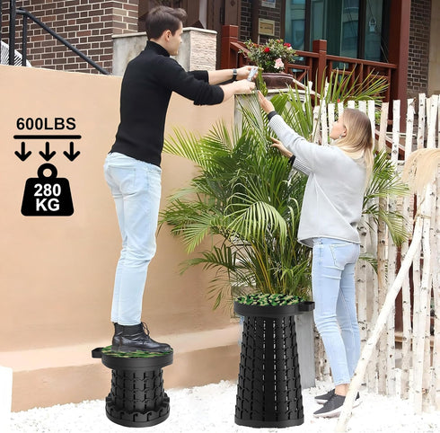 600lbs ALEVMOOM Upgraded Telescoping Collapsible Stool with Cushion, Folding Stool with Printing Portable Retractable