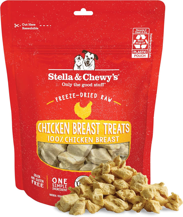 Stella & Chewy's Freeze-Dried Raw Chicken Breast Dog Treats - Single Ingredient,