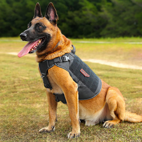 Tactical Dog Harness for Large Medium Small Dogs, Military Molle Vest with Hook & Loop Panels for Reflective Training