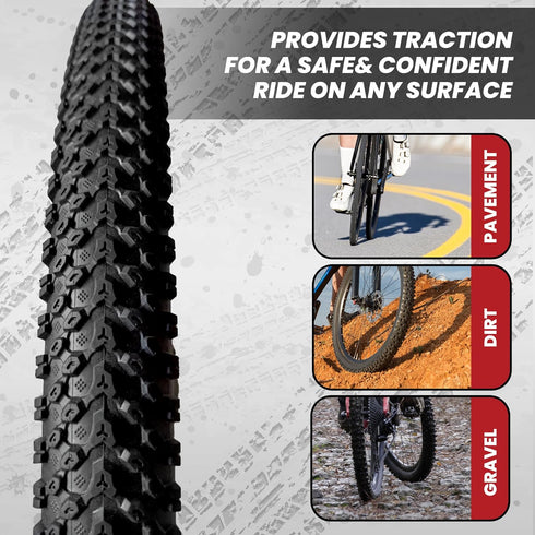 Mountain Bike Tire - Black, Single 26'' High-Performance Rubber Tire for Bicycle