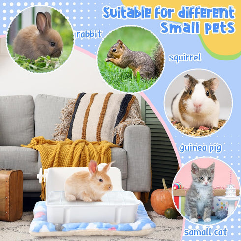 Locmeo 20 Set Pcs Rabbit Starter Kit Small Bunny Litter Box Animal Grooming Kit with Hanging Pet Bowls Water Bottle