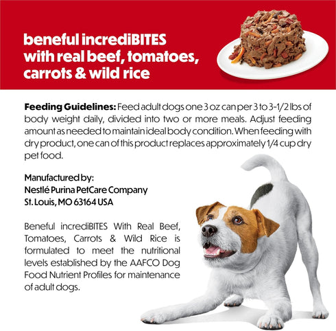 (8 Packs 3) 3 oz. Purina Beneful Small Breed Wet Dog Food With Gravy, IncrediBites with Real Beef - of Cans