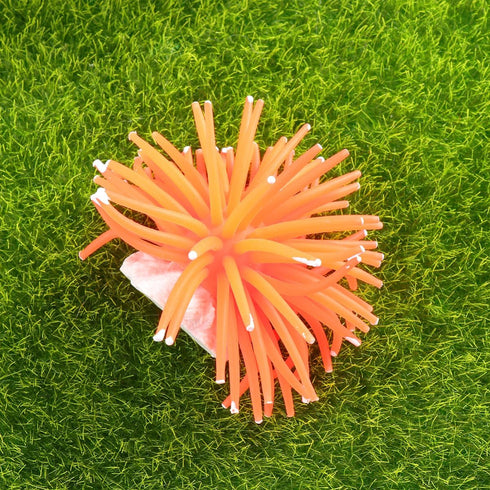 TEHAUX Simulation Sea Urchins Coral, Aquarium Fish Tank Decoration, Elastic Coral Crafts Ornament (Orange)