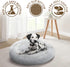 Friends Forever Donut Dog Bed, Faux Fur Fluffy Calming Sofa for Large Dogs - Ivory 36"x36"x8"