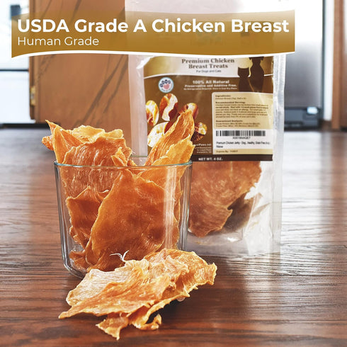 Chicken Jerky Dog Treats Made in USA - Natural, Healthy, Premium, 100% Chicken, Grain Free - 4oz