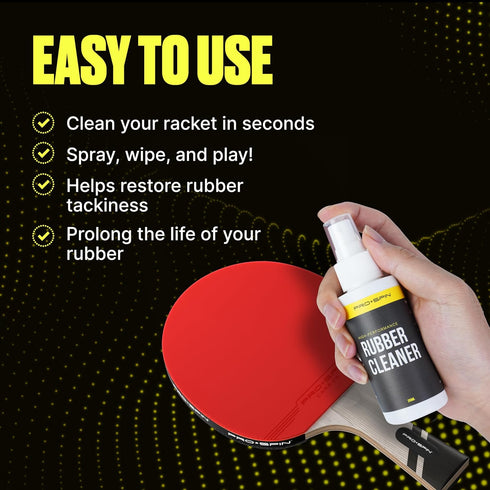 PRO SPIN Ping Pong Paddle Cleaner, Table Tennis Rubber Cleaning Kit, 200ml Rubber Cleaner & Sponge Included