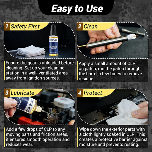 50pcs (1 oz. 2 oz. Gun Oil Cleaner and Lubricant with Cleaning Patches, Airsoft Cleaning Oil Lube, CLP Gun Lubrication