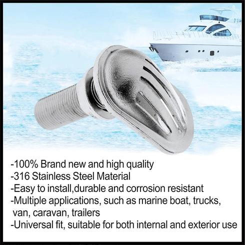 Stainless Steel 316 Boat Intake Strainer, Thread Thru-Hull Marine Pump Hose Fitting with Rubber Washer Gaskets