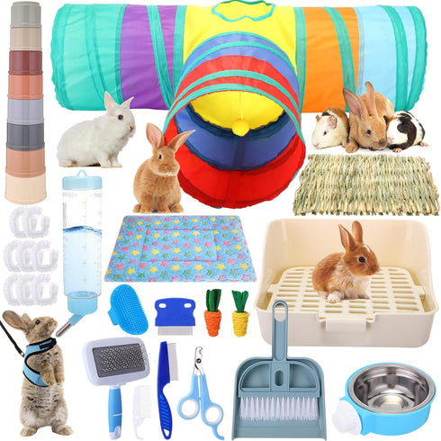 34 Pcs Rabbit Starter Kit Rabbit Litter Box Small Animal Water Bottle