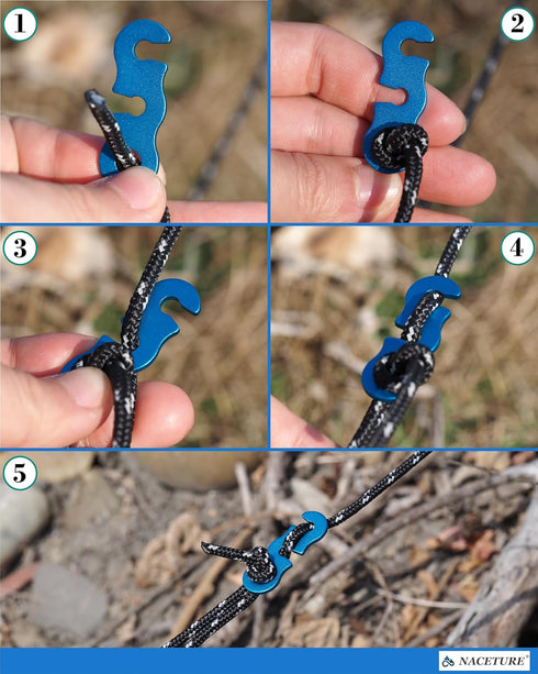 Rope Tensioner (10 Pack), Aluminum Alloy Camping Tent Guyline Cord Adjuster for Camping, Hiking, Backpacking