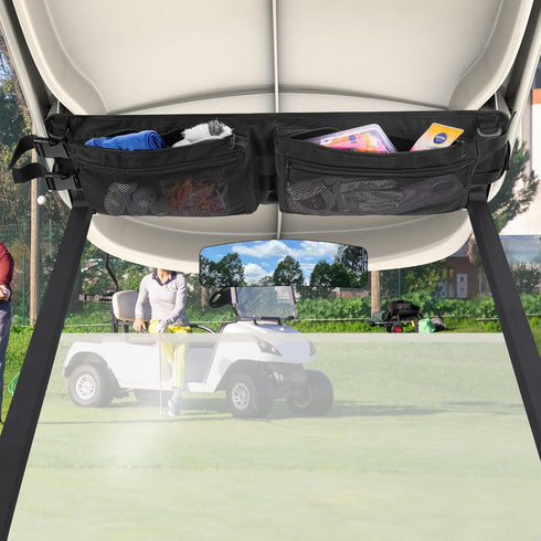 Golf Cart Ceiling Storage Bag, Overhead Organizer Bag for Club Car Precedent, Tempo, Onward, Black