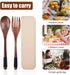 Wooden Cutlery Set with Case - Reusable Spoon and Fork Set, Portable for Lunch, Camping, Travel, Household Office