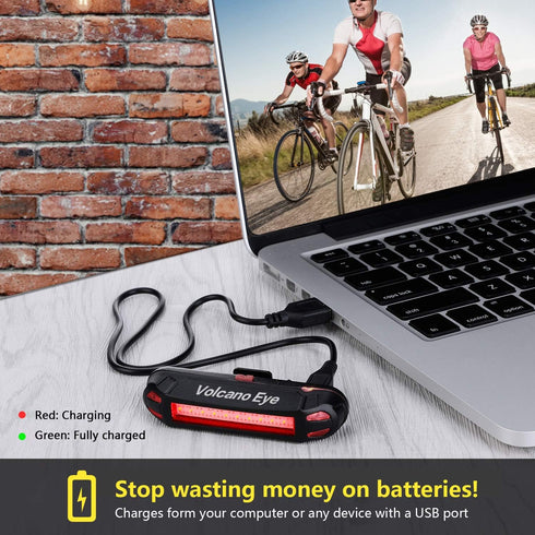 USB Rechargeable LED Bike Tail Light (2 Packs), Ultra Bright Waterproof Bicycle Rear Light, 7 Light Modes