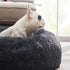 Bedsure Calming Dog Bed for Medium Dogs, 30 inches, Washable Round Fluffy Plush Faux Fur Cat Bed, Dark Grey