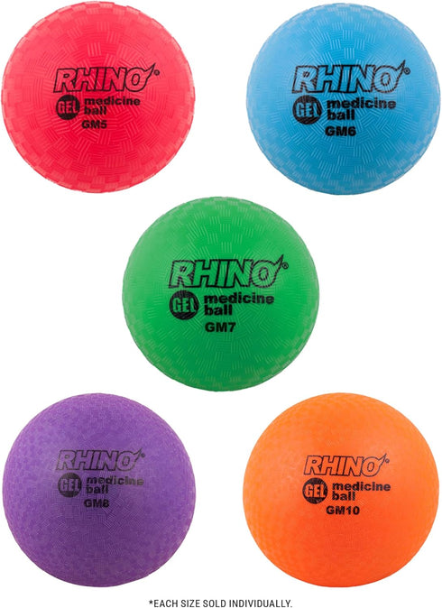 Champion Sports Rhino Gel Filled Medicine Ball Durable, Soft Grip Weighted Ball for Strength, Cardio, & Rebounder
